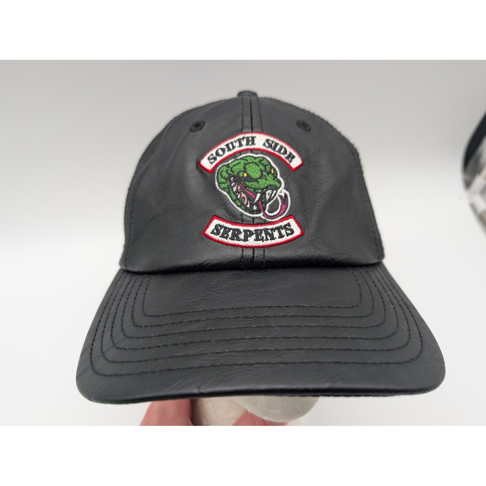 Riverdale South Side Serpents Black Faux Leather Snapback Hat Baseball Cap